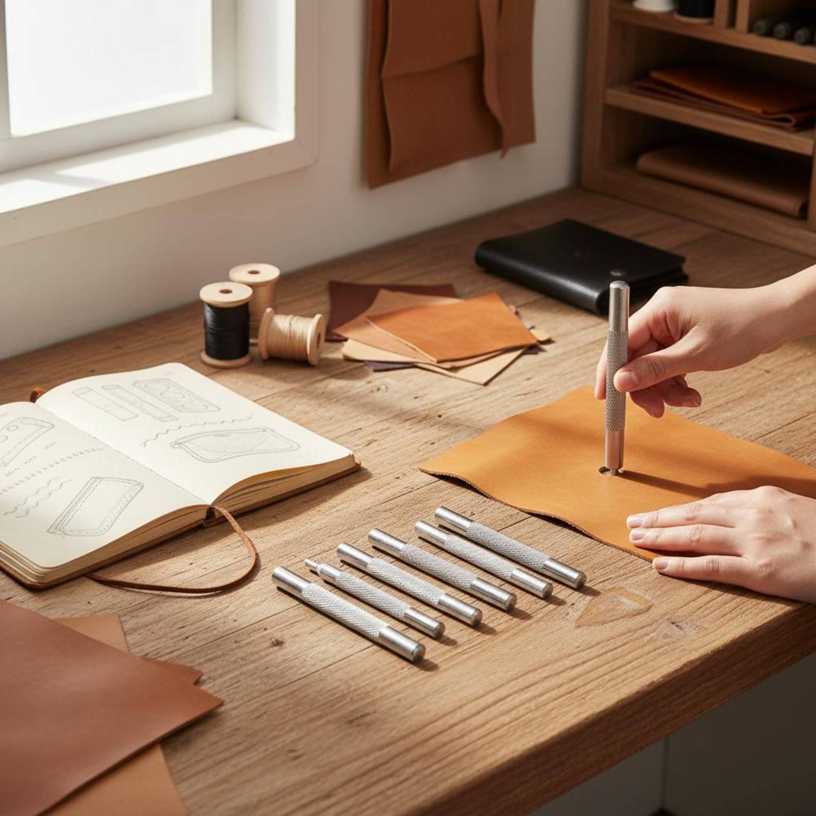 Rivet Setter Tool - 11ピーススナップファスナーツールセット長持ちするスチールレザーリベットセッターツール革細工ツールさまざまなサイズのクラフトツール